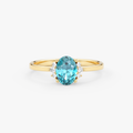 14K Gold Oval Aquamarine & Diamond Ring — Verona