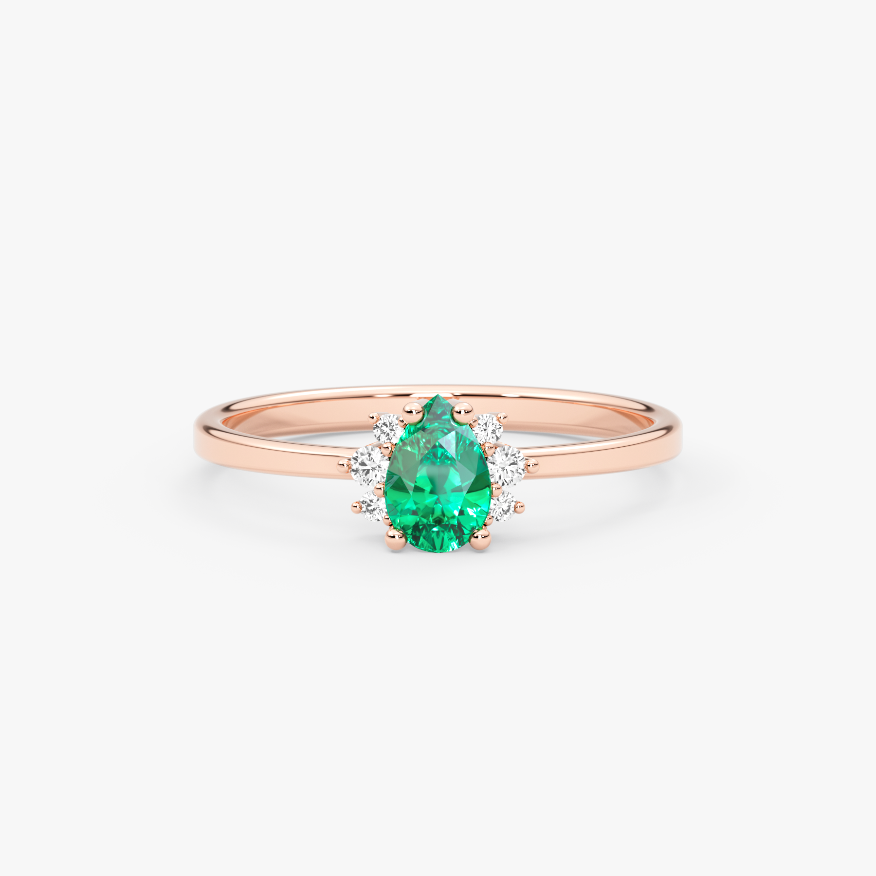 14K Gold Pear Emerald & Diamond Ring — Ismene