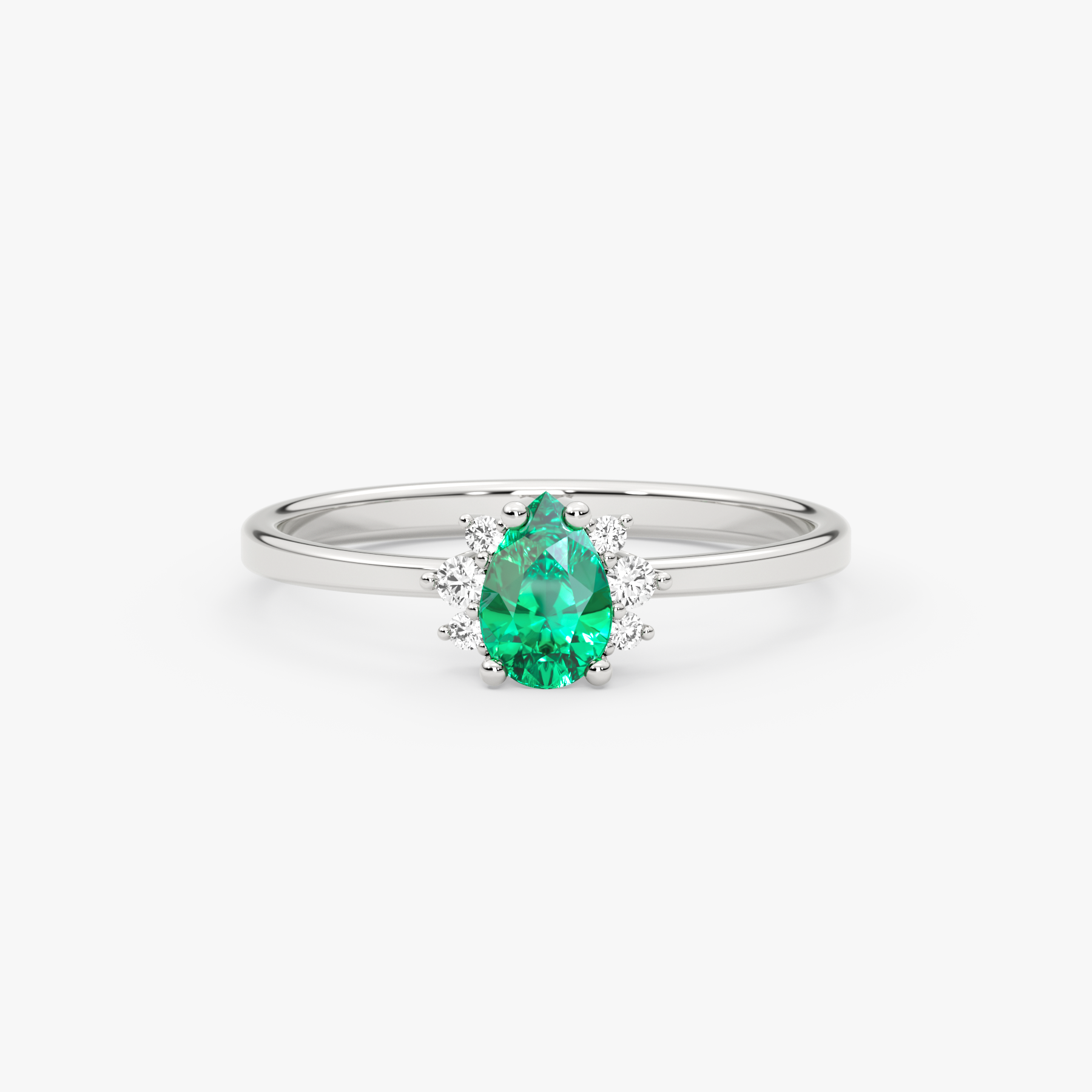 14K Gold Pear Emerald & Diamond Ring — Ismene