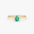 14K Gold Pear Emerald & Diamond Ring — Ismene