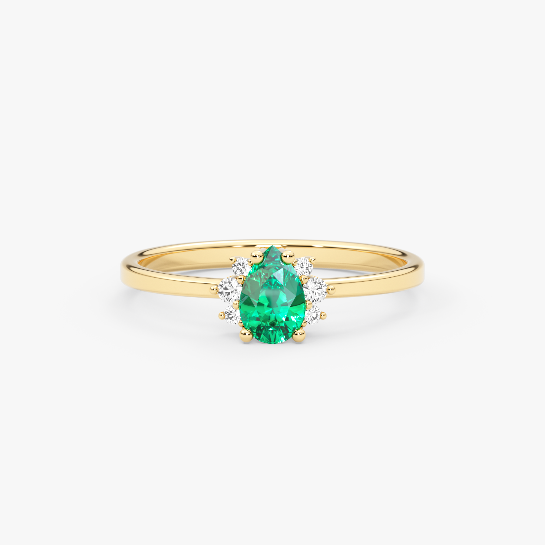 14K Gold Pear Emerald & Diamond Ring — Ismene