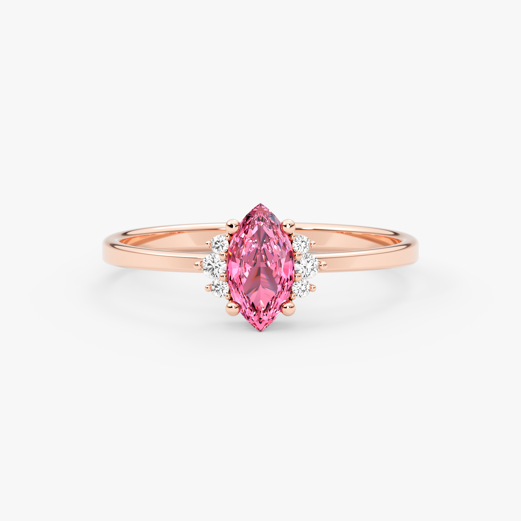 14K Gold Marquise Pink Sapphire & Diamond Ring — Delora