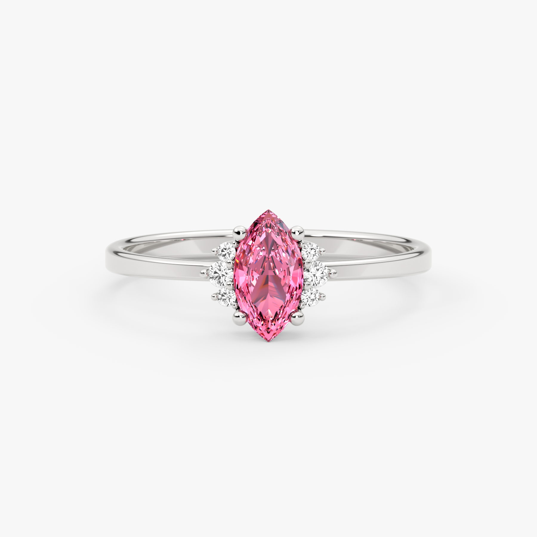 14K Gold Marquise Pink Sapphire & Diamond Ring — Delora