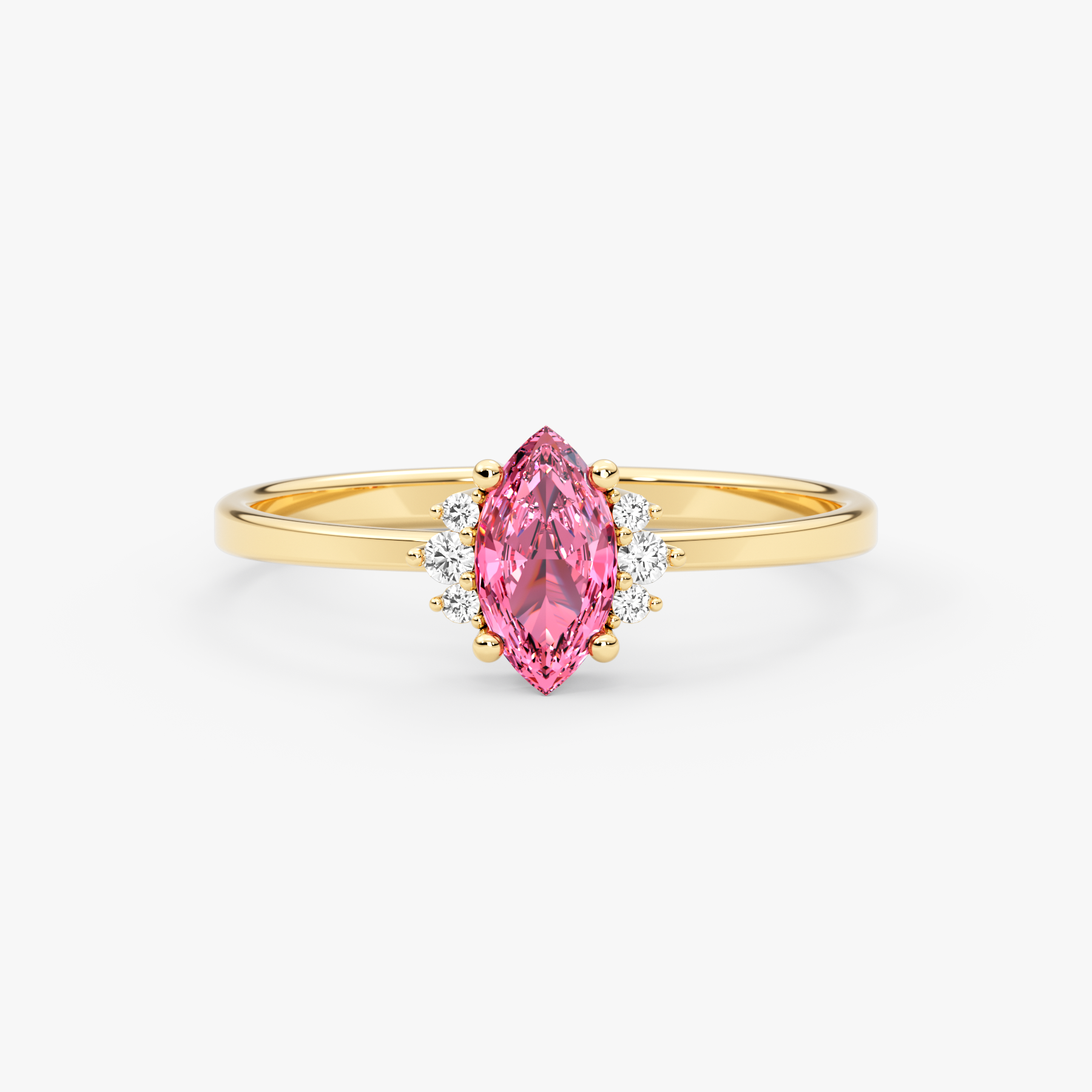 14K Gold Marquise Pink Sapphire & Diamond Ring — Delora