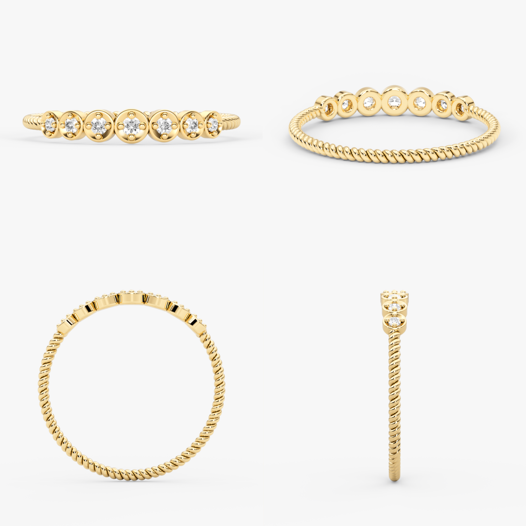 14 Ayar Altın Bükülmüş Pırlanta Bant Yüzük — Lucerne 