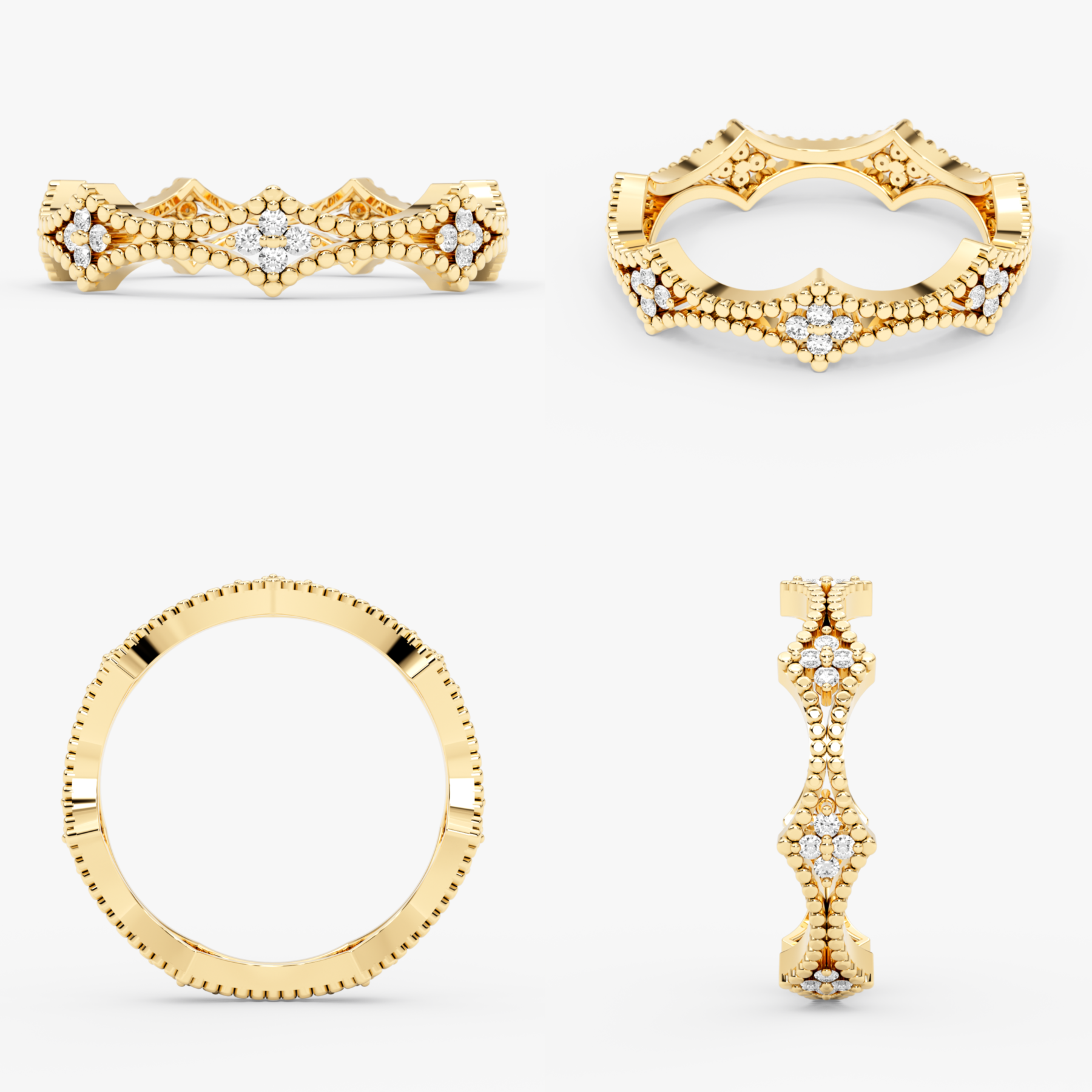 14K Gold Diamond Flower Ring — Marencia