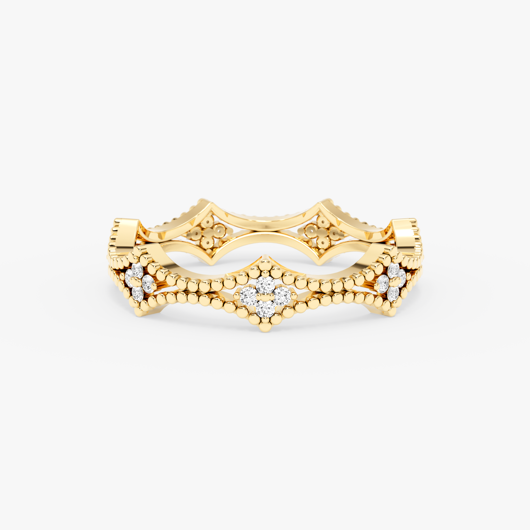 14K Gold Diamond Flower Ring — Marencia