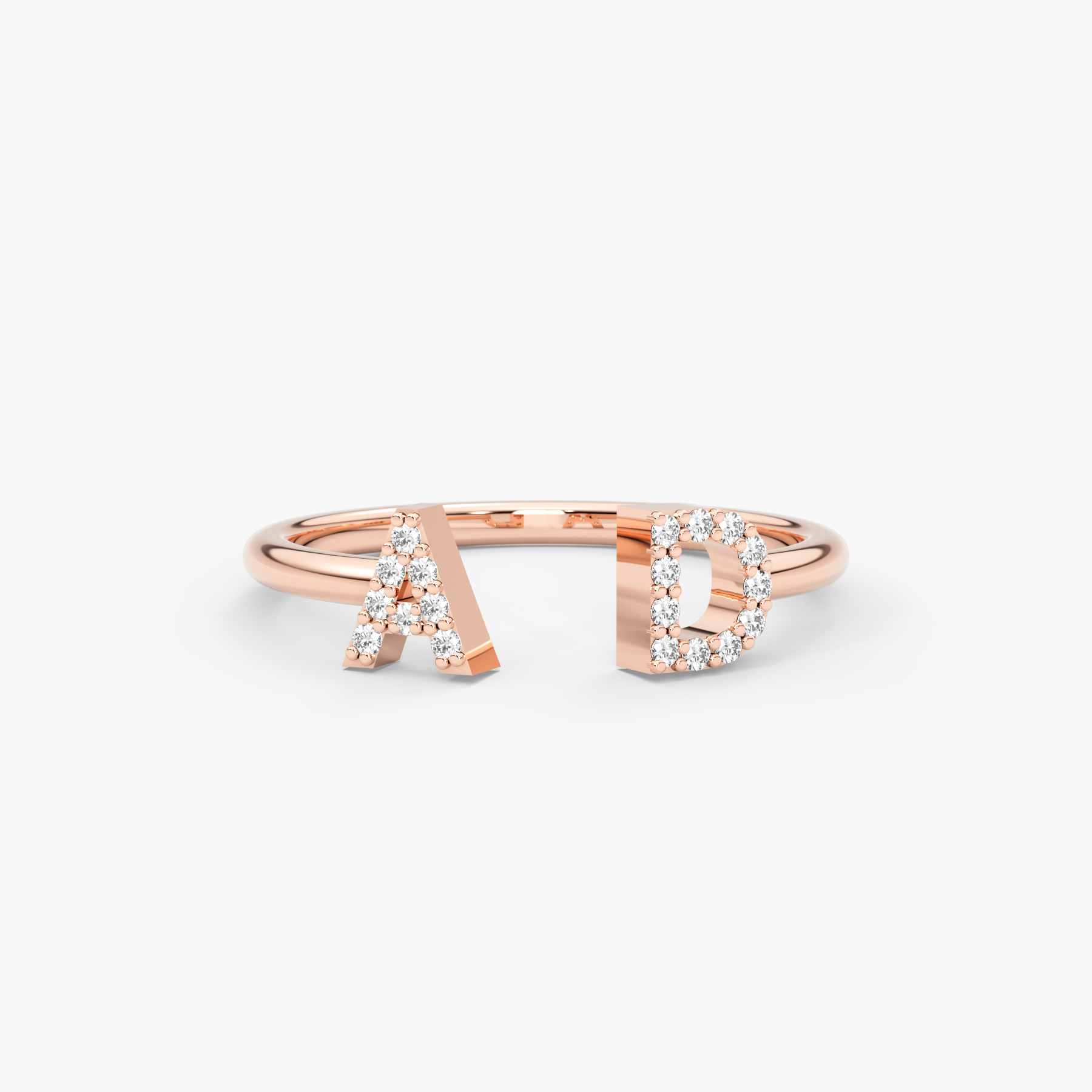 14K Gold Diamond Initial Cuff Ring – Seravelle
