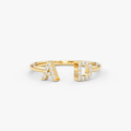 14K Gold Diamond Initial Cuff Ring – Seravelle