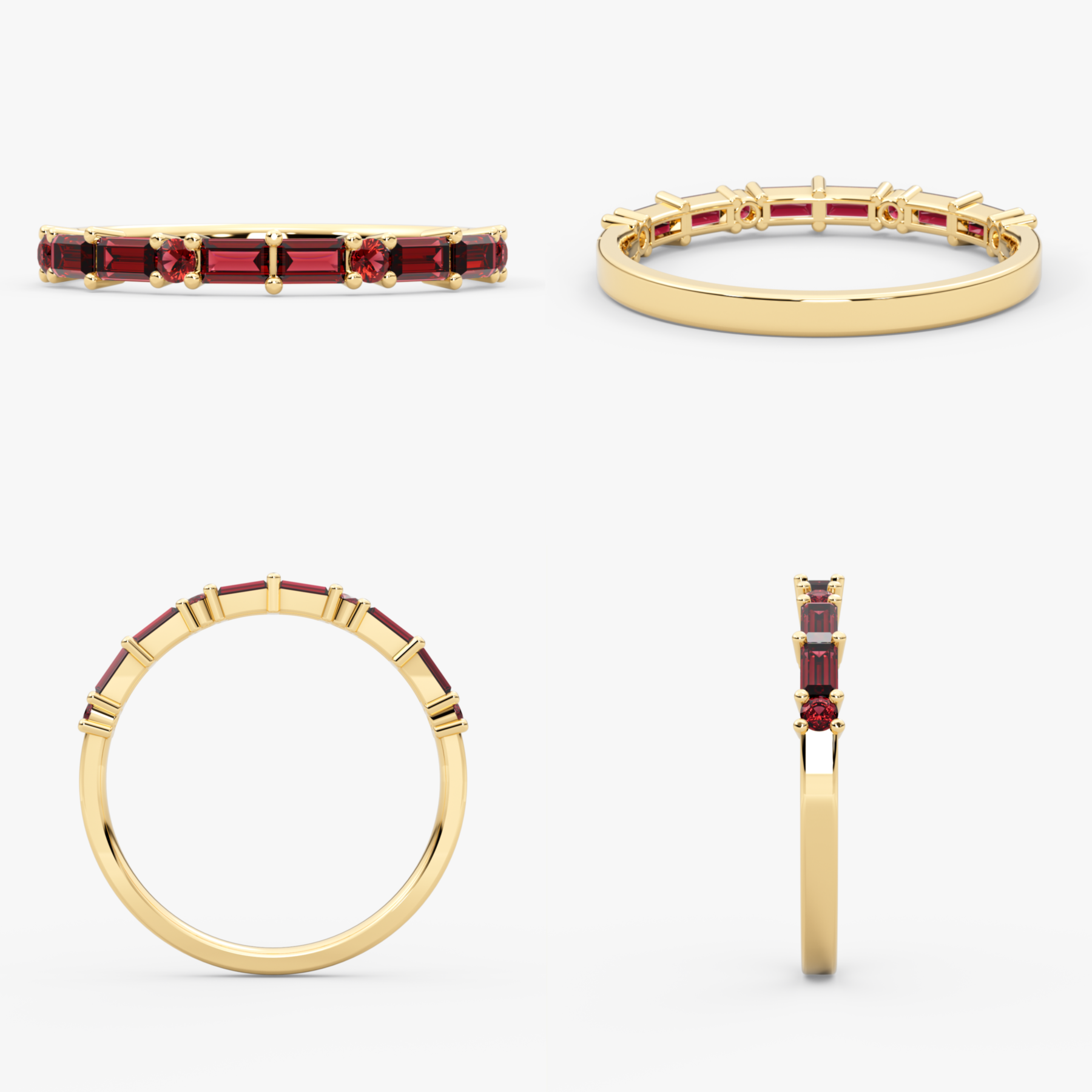 14 Ayar Altın Yakut İnce Yarım Sonsuzluk Yüzük — Caelina 