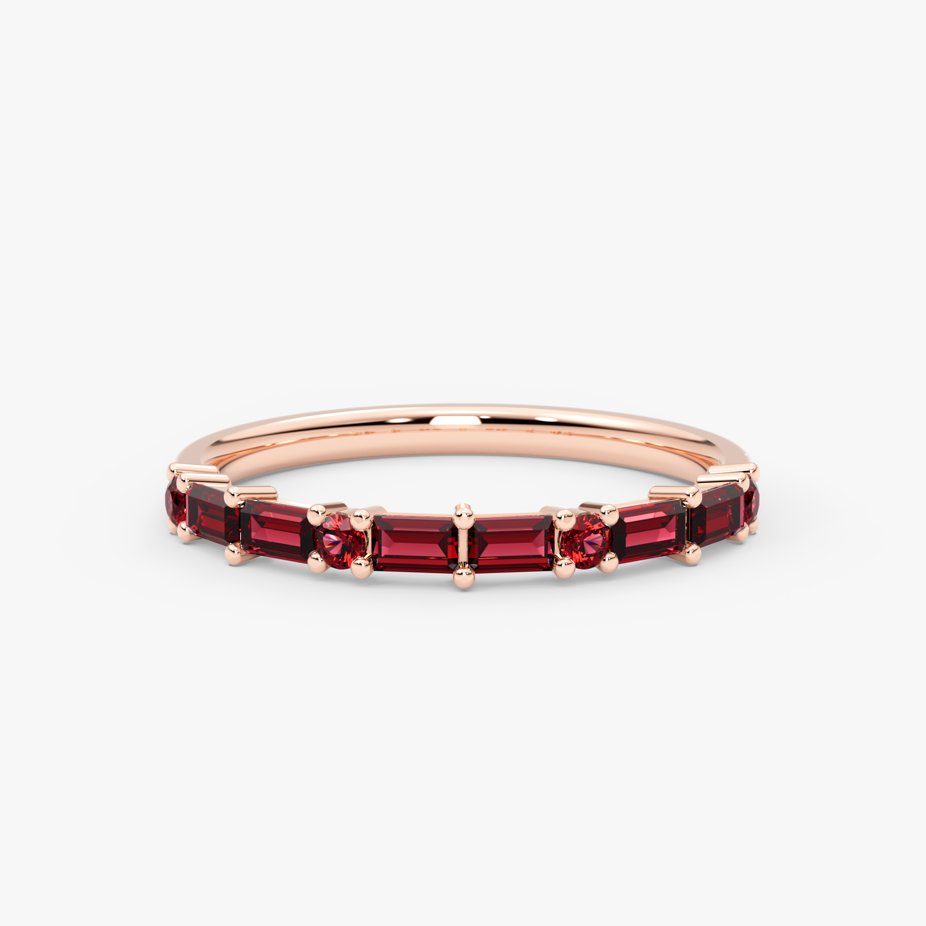 14K Gold Ruby Thin Half-Eternity Ring — Caelina