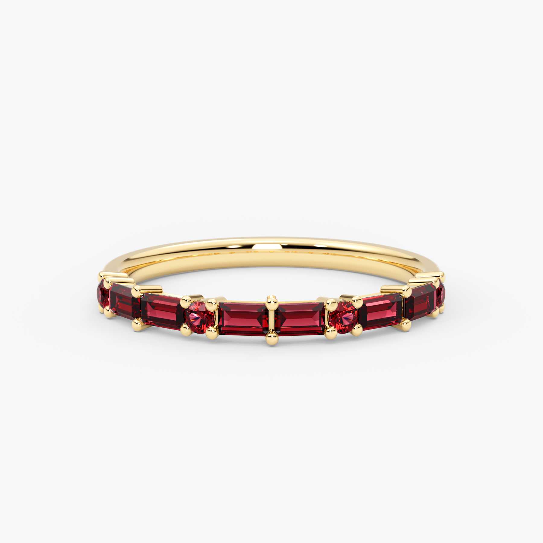 14K Gold Ruby Thin Half-Eternity Ring — Caelina