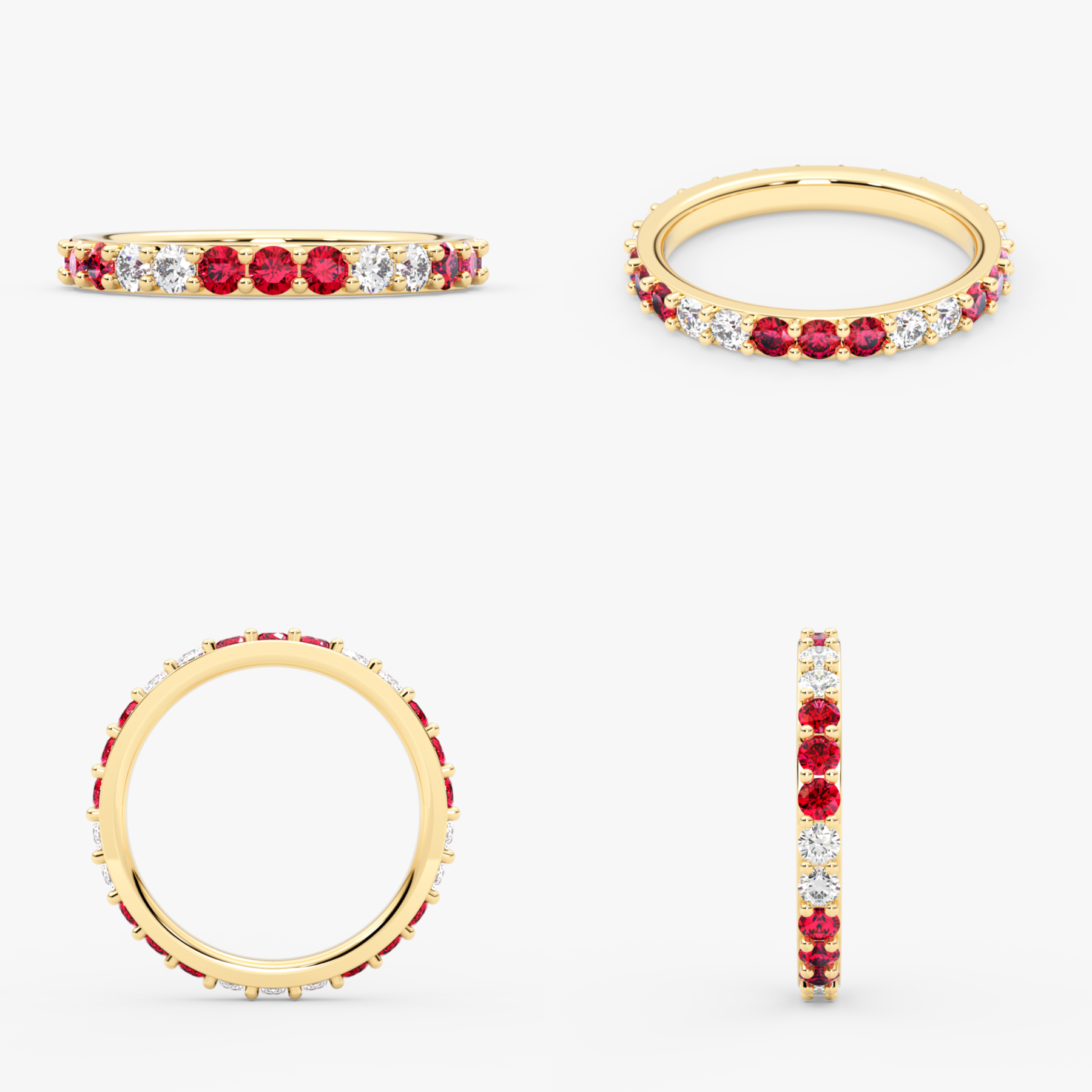 14K Gold Diamond & Ruby Full Eternity Band Ring — Rhenne
