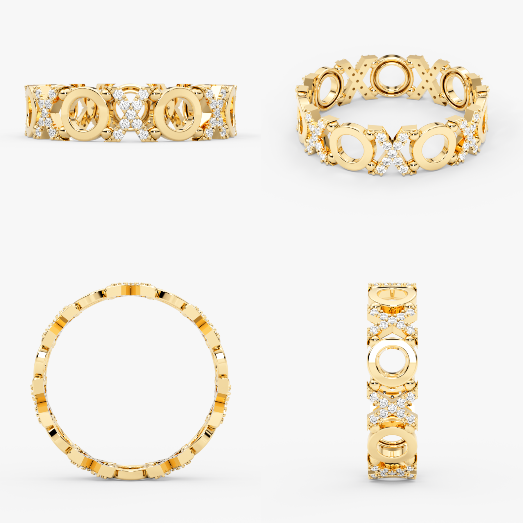 14 Ayar Altın XO Pırlanta Yüzük – Elveris 