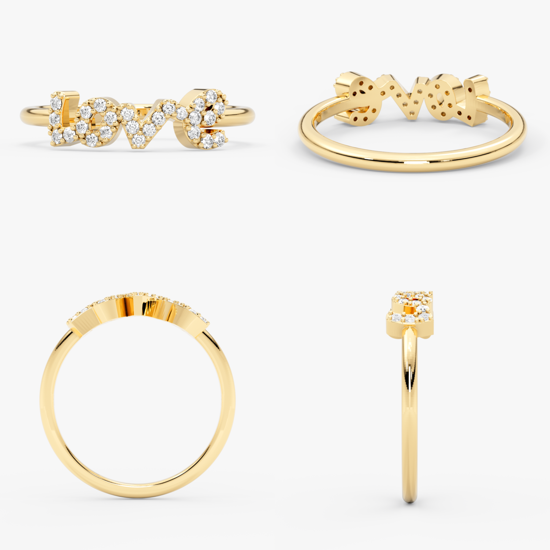 14K Gold Diamond Love Ring – Amoria