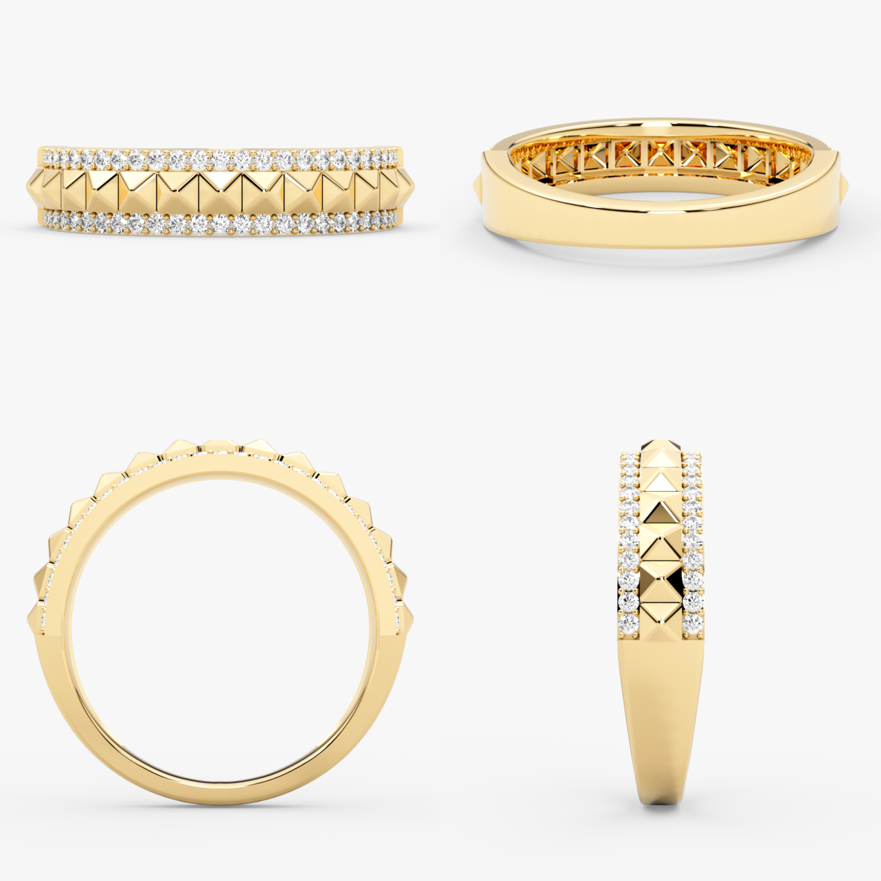 14 Ayar Altın Piramit Pırlanta Yüzük — Neferet 