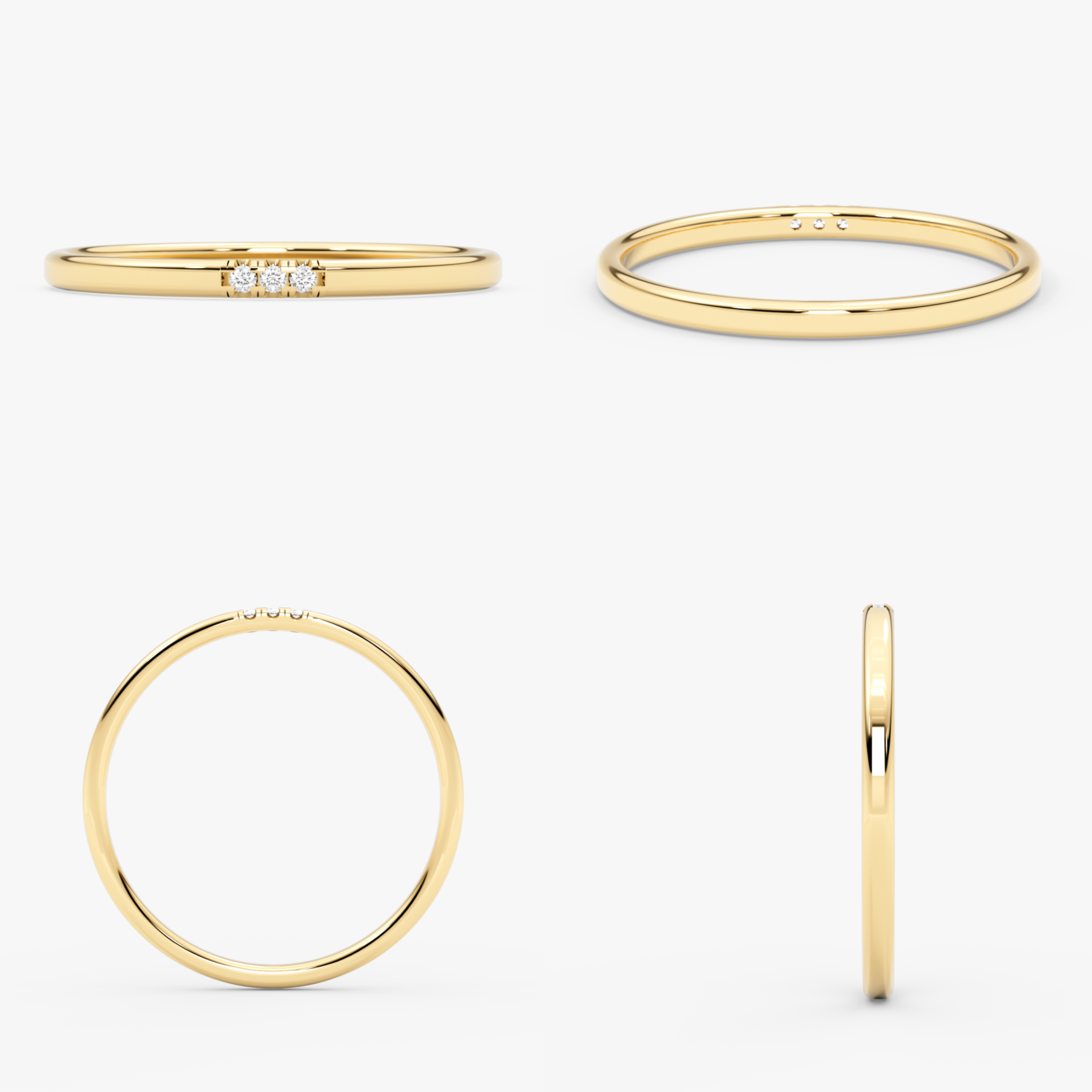 14 Ayar Altın Üst Üste Takılan Pırlanta Yüzük Seti – Evara 