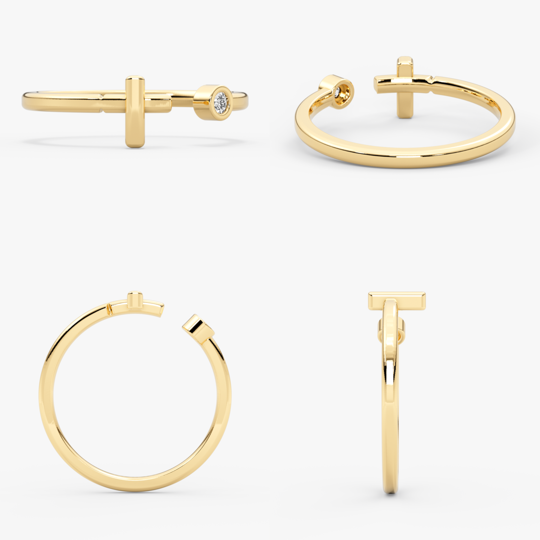 14 Ayar Altın Pırlanta Haç Yüzük — Seraphe 