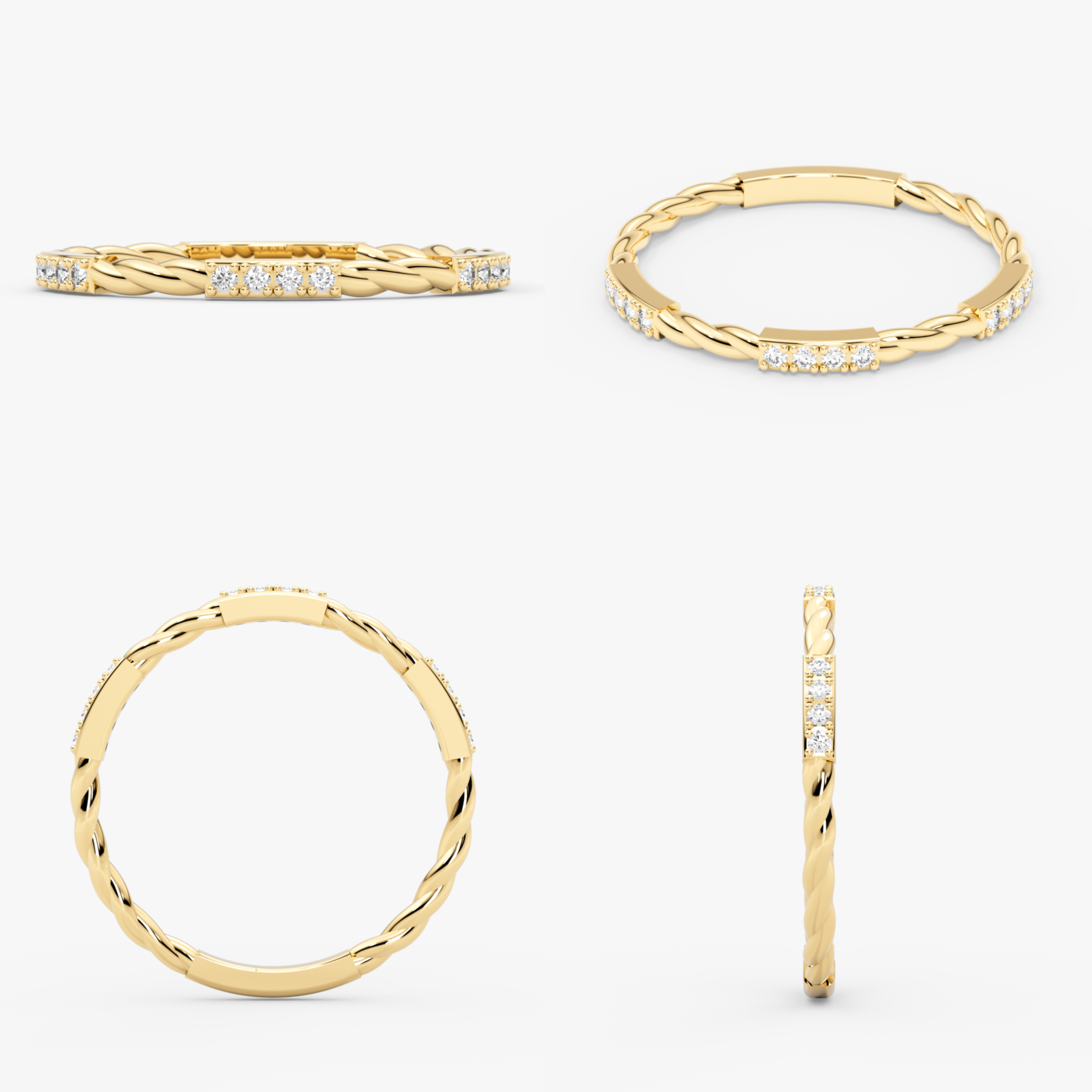 14 Ayar Altın Bükülmüş Pırlanta Yüzük — Twyra 