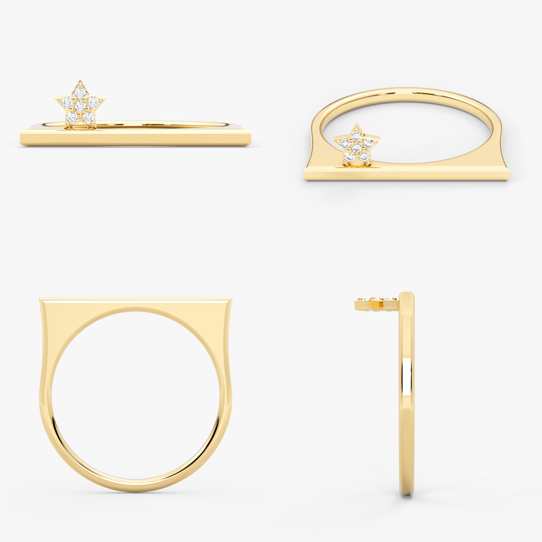 14K Gold Diamond Star Accent Ring — Asterine