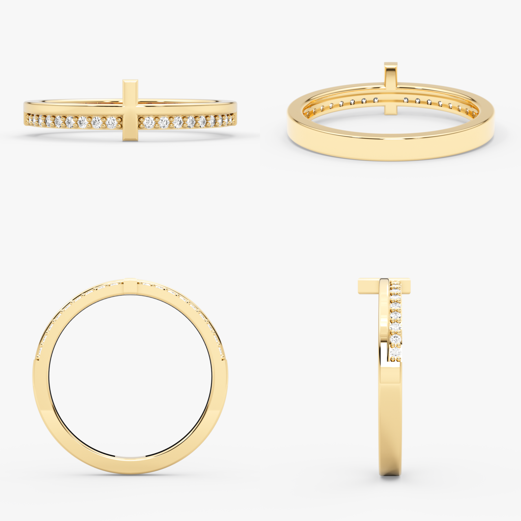 14 Ayar Altın Pırlanta Haç Yüzük — Elthara 