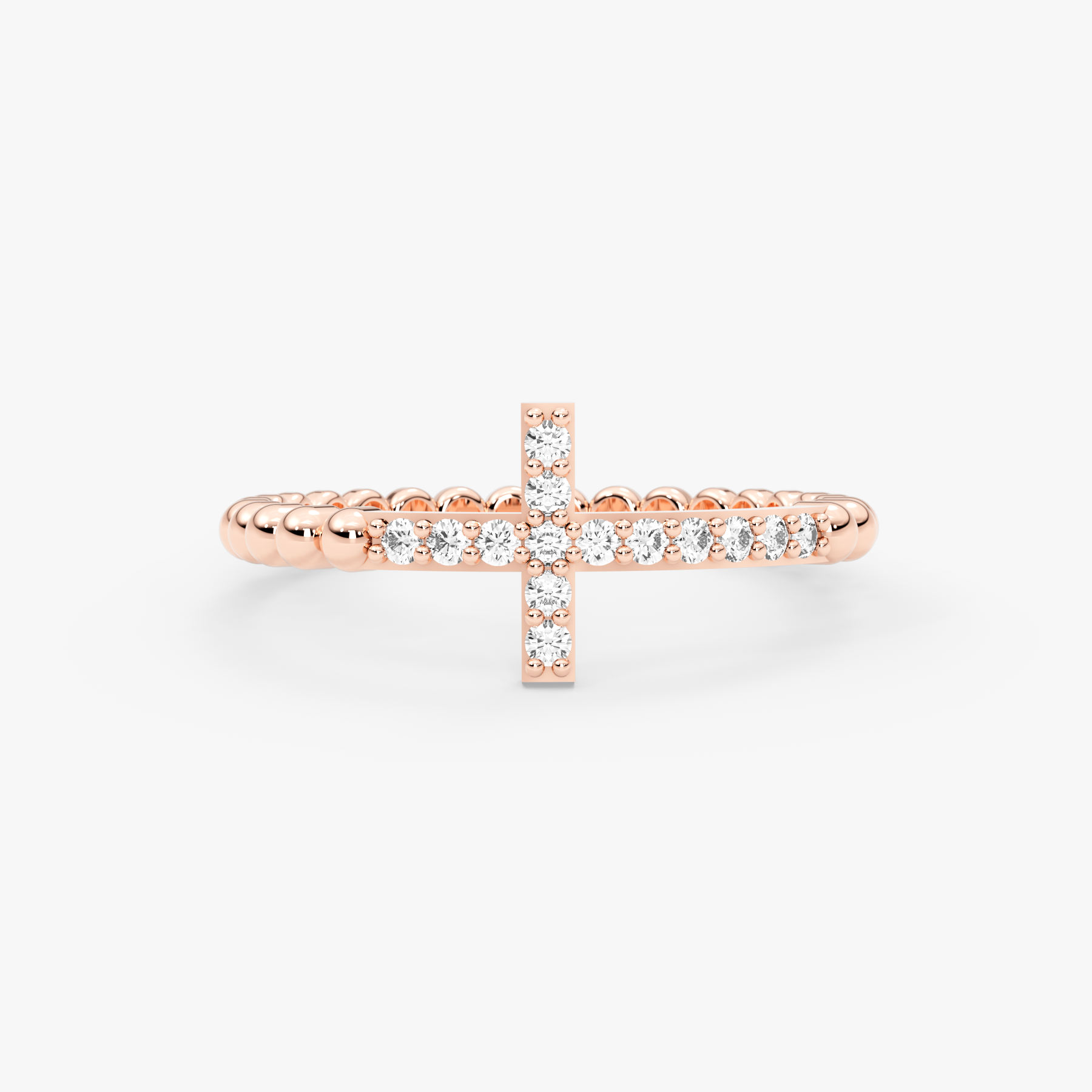 14K Solid Gold Diamond Cross Ring — Verion