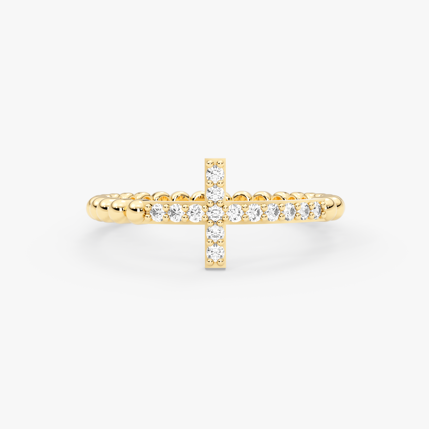 14K Solid Gold Diamond Cross Ring — Verion