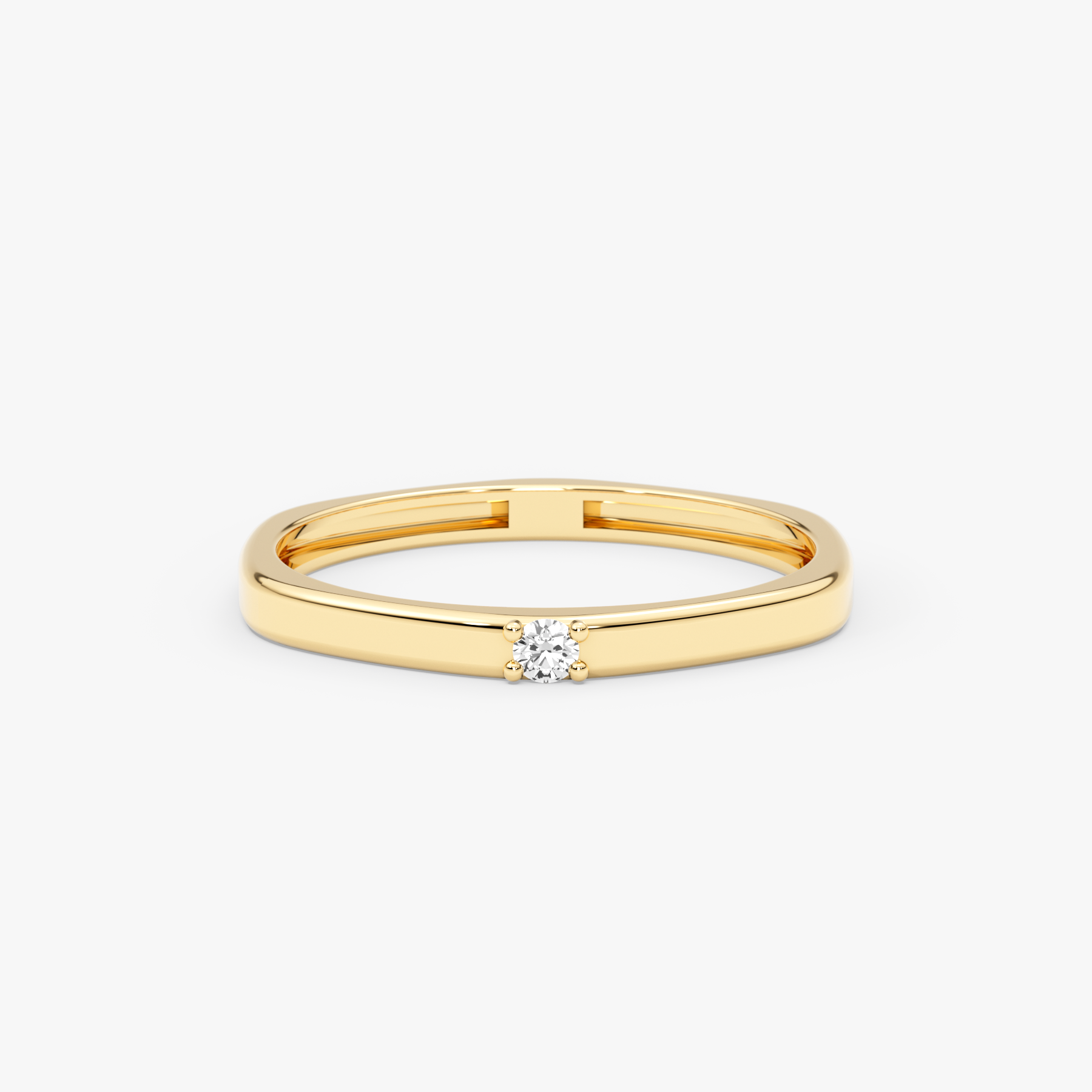 14K Gold Square Band Diamond Ring — Qyra