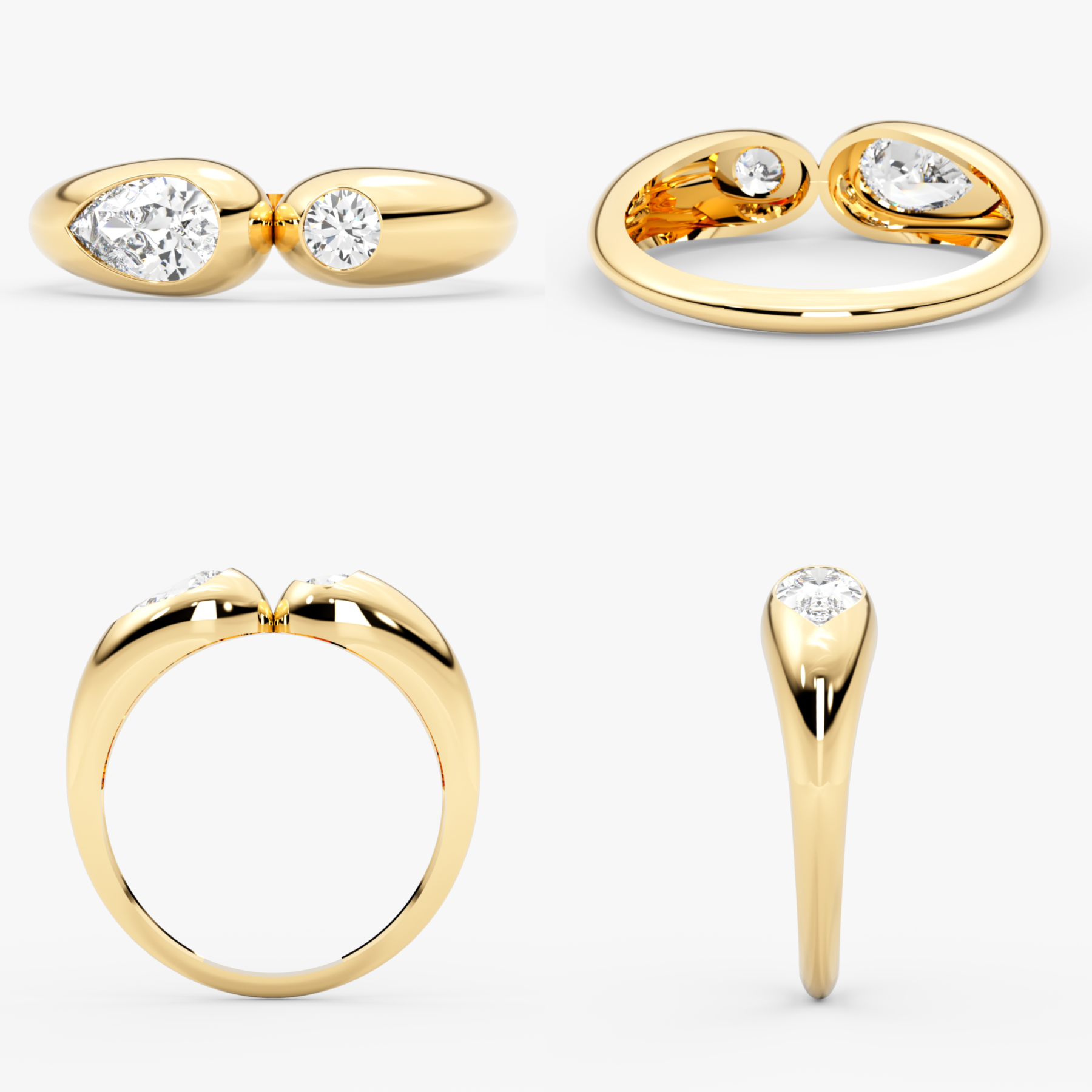 Round and Pear Lab Grown Diamond Open Ring – Sael