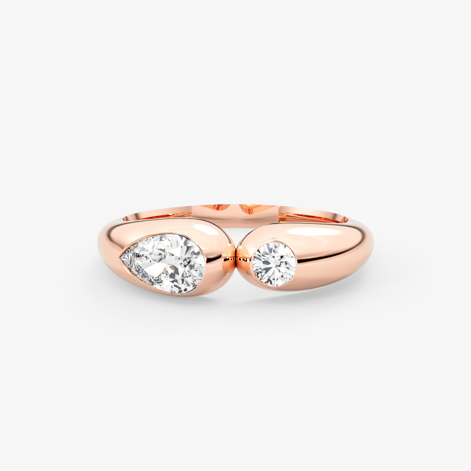 Round and Pear Lab Grown Diamond Open Ring – Sael