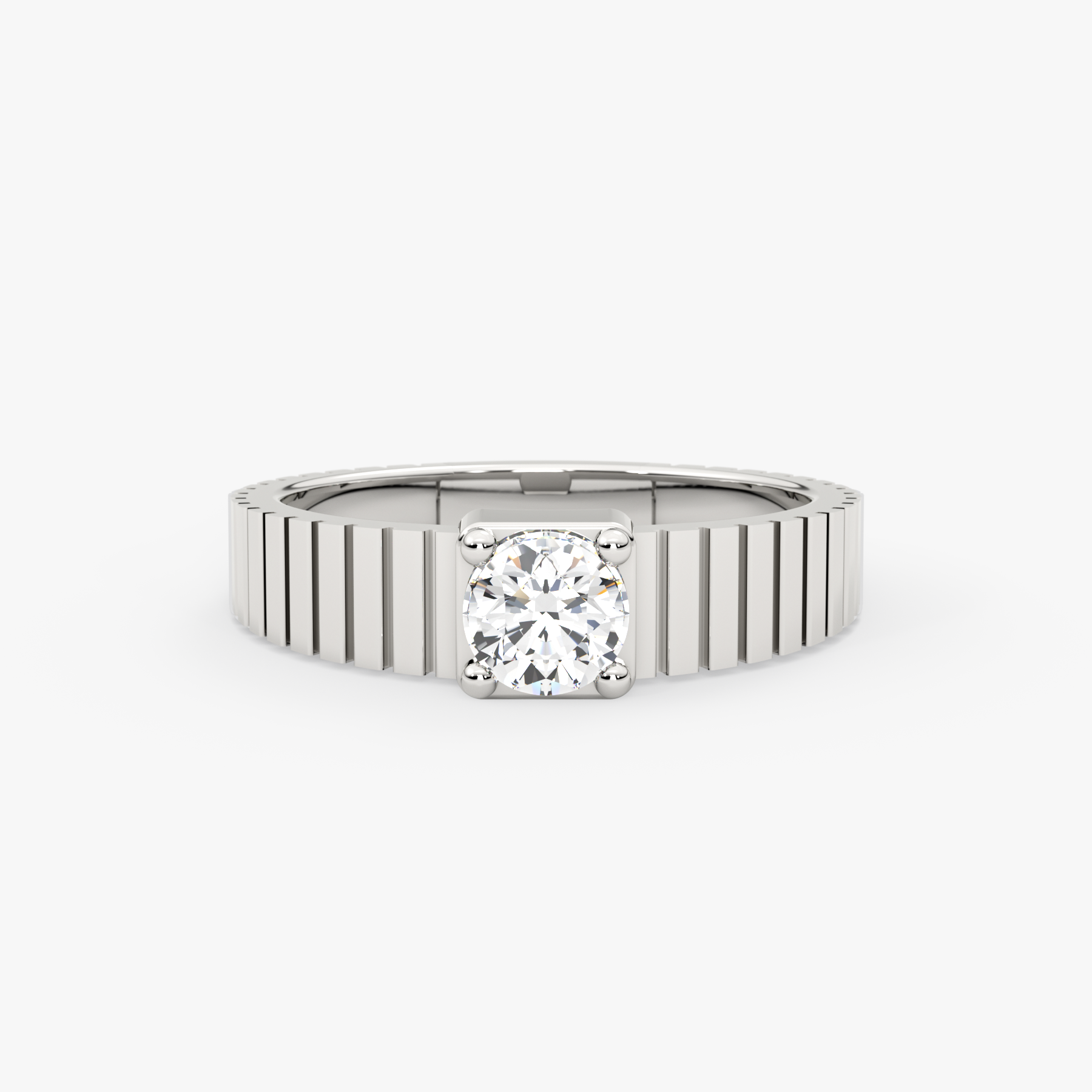 Lab Grown Diamond Ribbed Band Ring – Saven