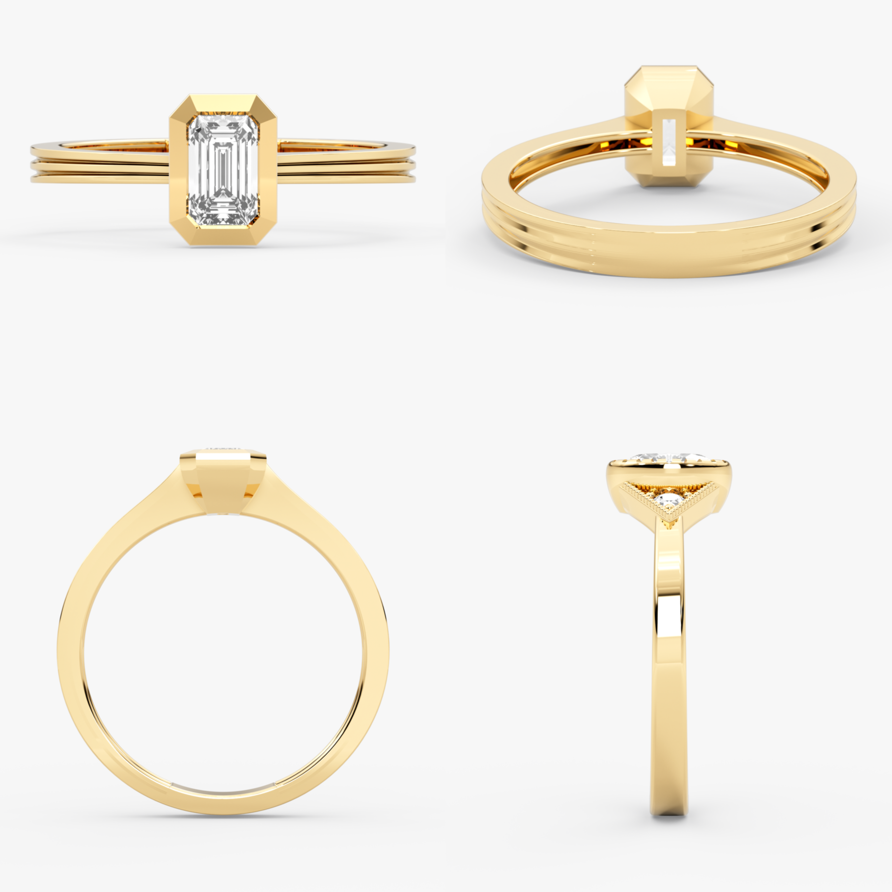 Emerald Cut Bezel Lab Grown Diamond Engagement Ring – Arelis