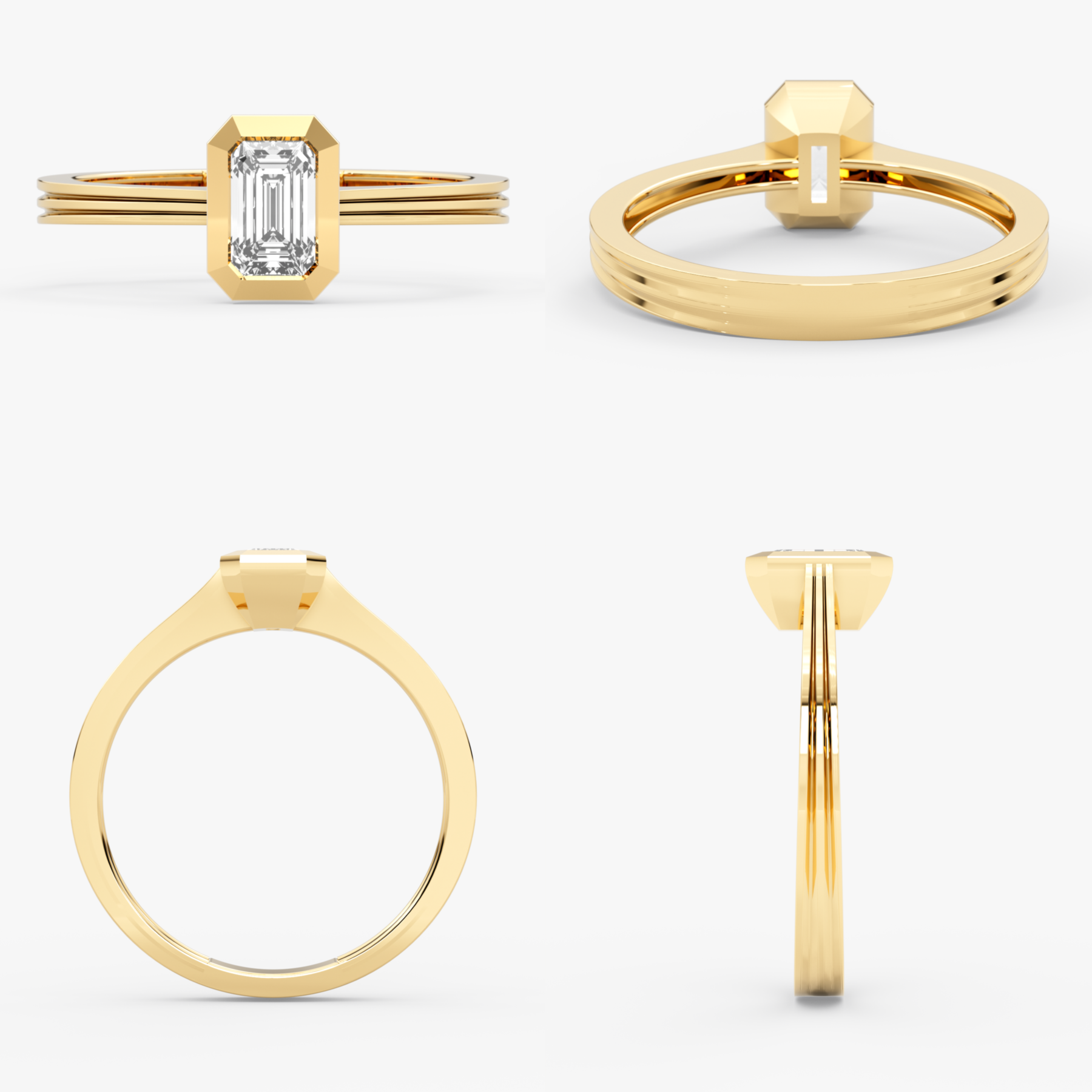 Emerald Cut Bezel Lab Grown Diamond Engagement Ring – Arelis