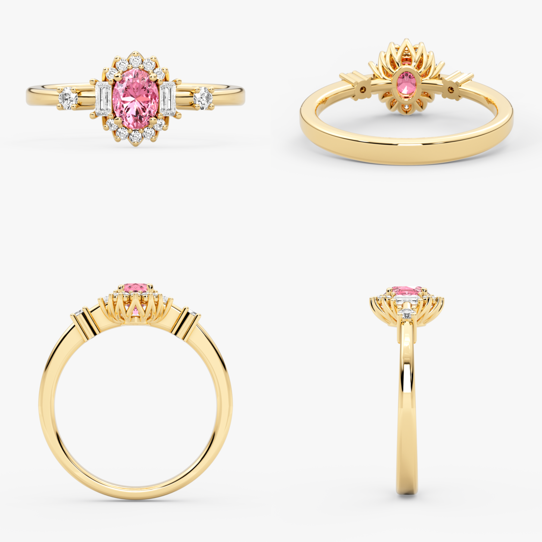 14K Solid Gold Pink Sapphire & Natural Diamond Engagement Ring – Ravyn