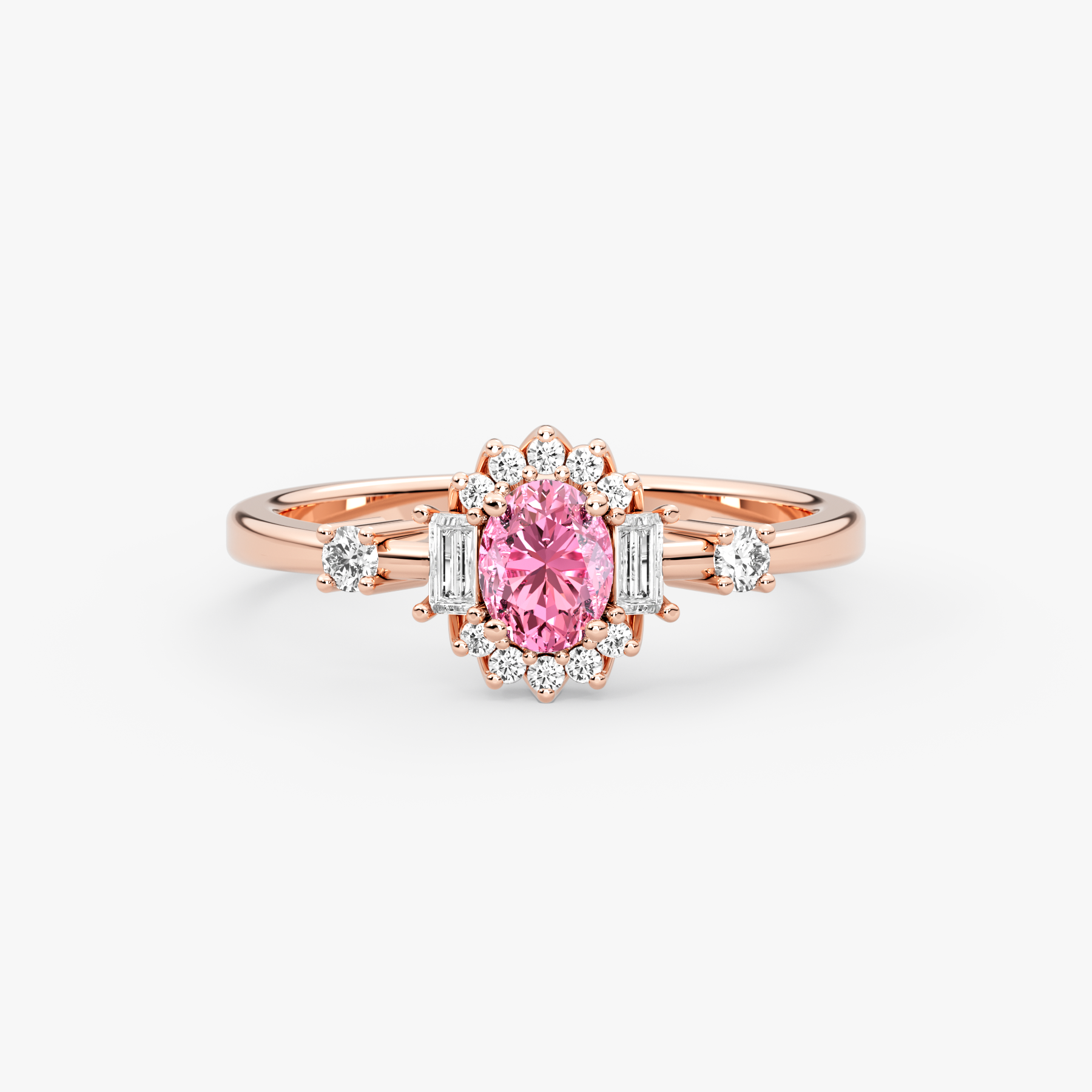 14K Solid Gold Pink Sapphire & Natural Diamond Engagement Ring – Ravyn
