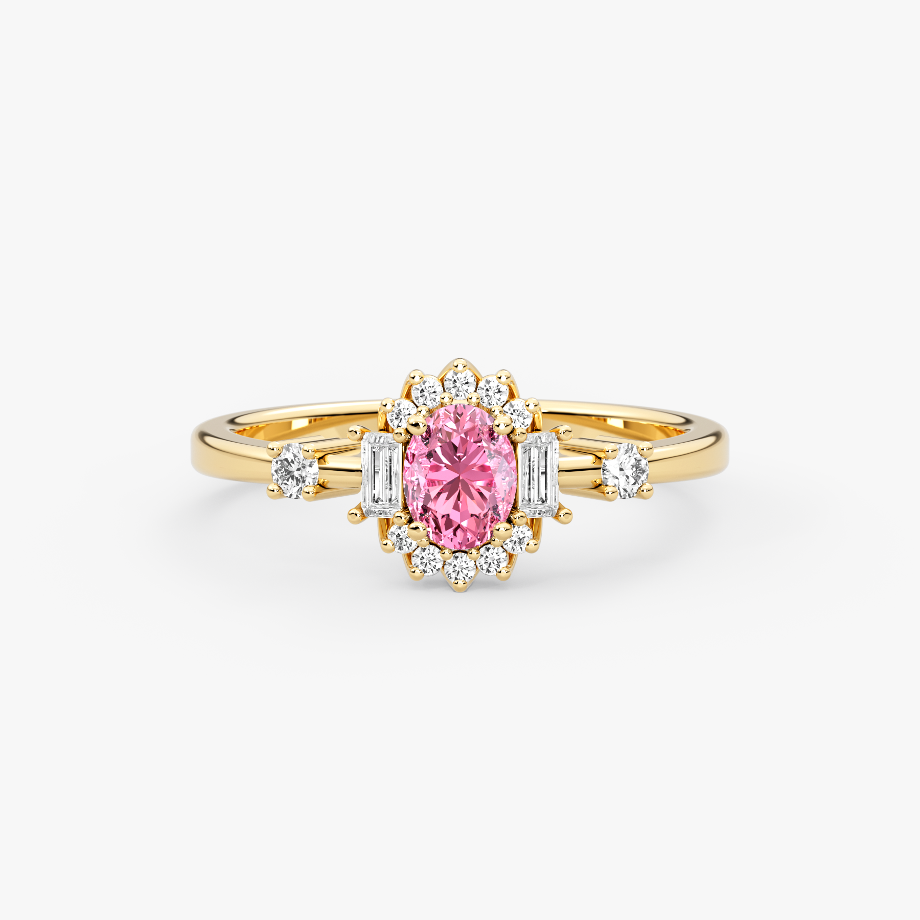 14K Solid Gold Pink Sapphire & Natural Diamond Engagement Ring – Ravyn