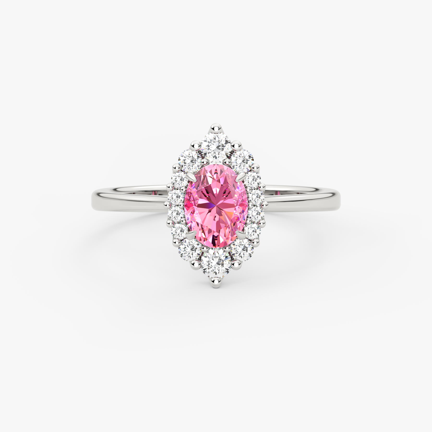 14K Solid Gold Oval Pink Sapphire & Natural Diamond Halo Engagement Ring – Virel