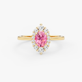 14K Solid Gold Oval Pink Sapphire & Natural Diamond Halo Engagement Ring – Virel