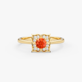 14K Solid Gold Oval Orange Sapphire & Natural Diamond Cluster Engagement Ring – Zarell
