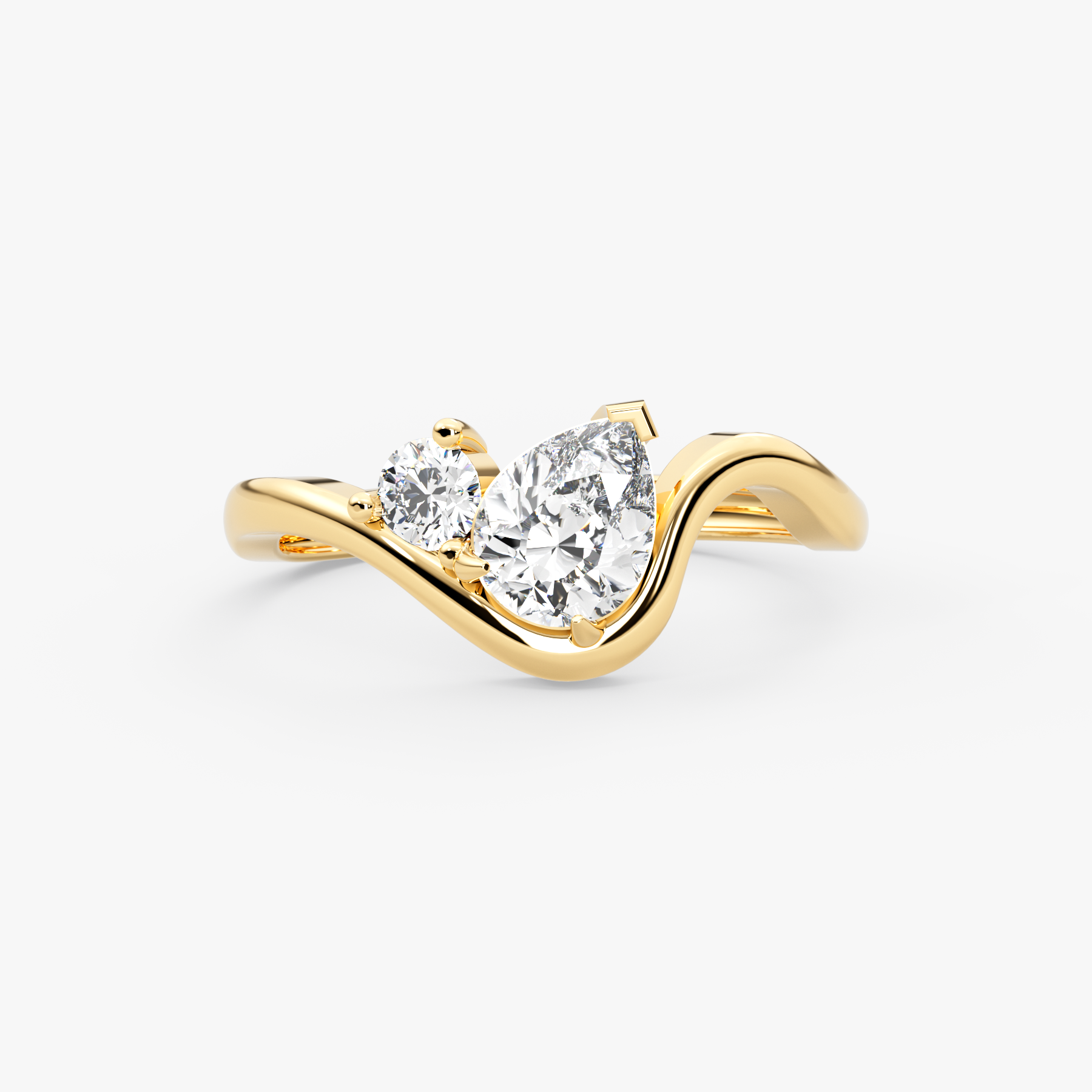 14K Solid Gold Pear & Round Natural Diamond Toi et Moi Engagement Ring – Alvirex