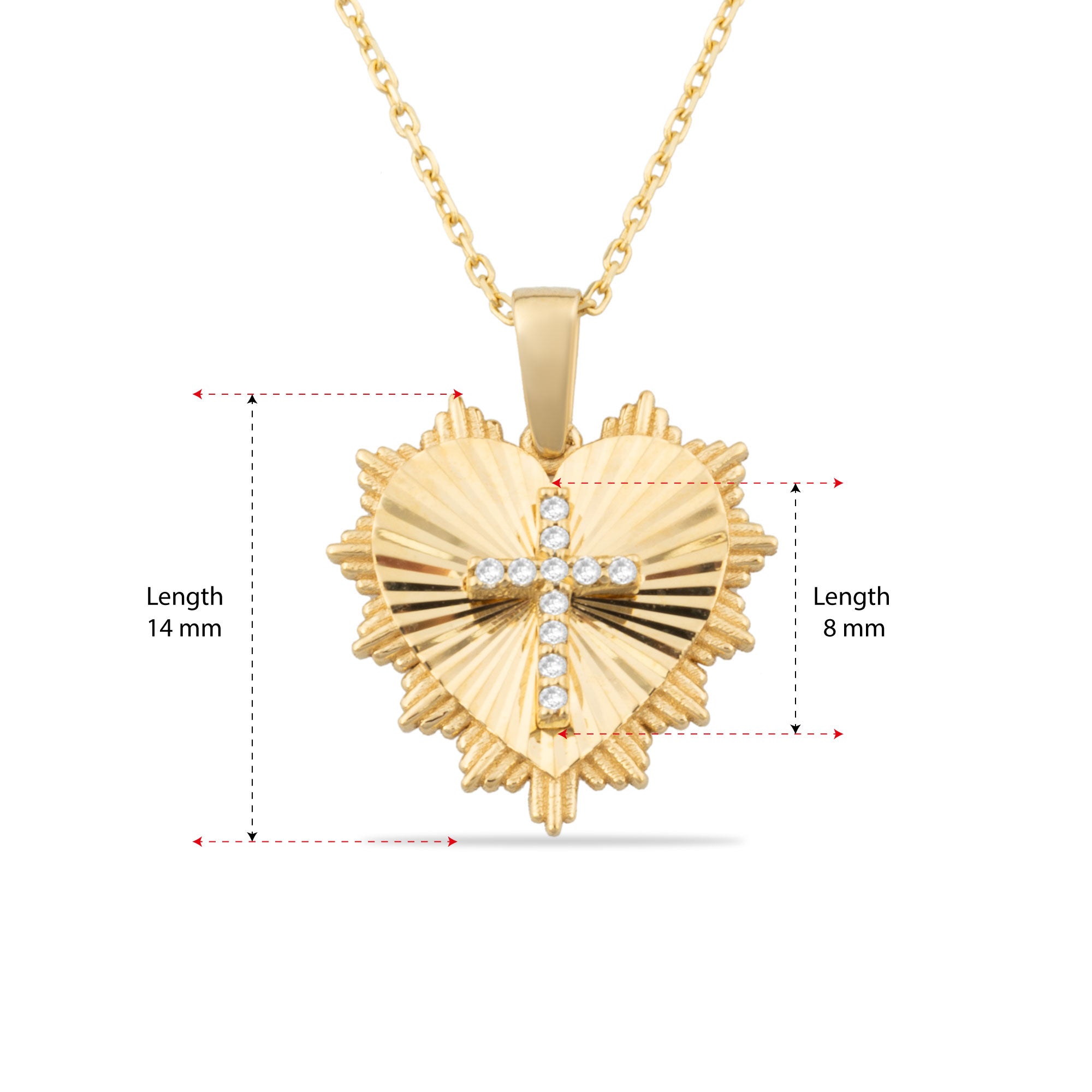 14K Gold Diamond Heart Cross Necklace – Herald