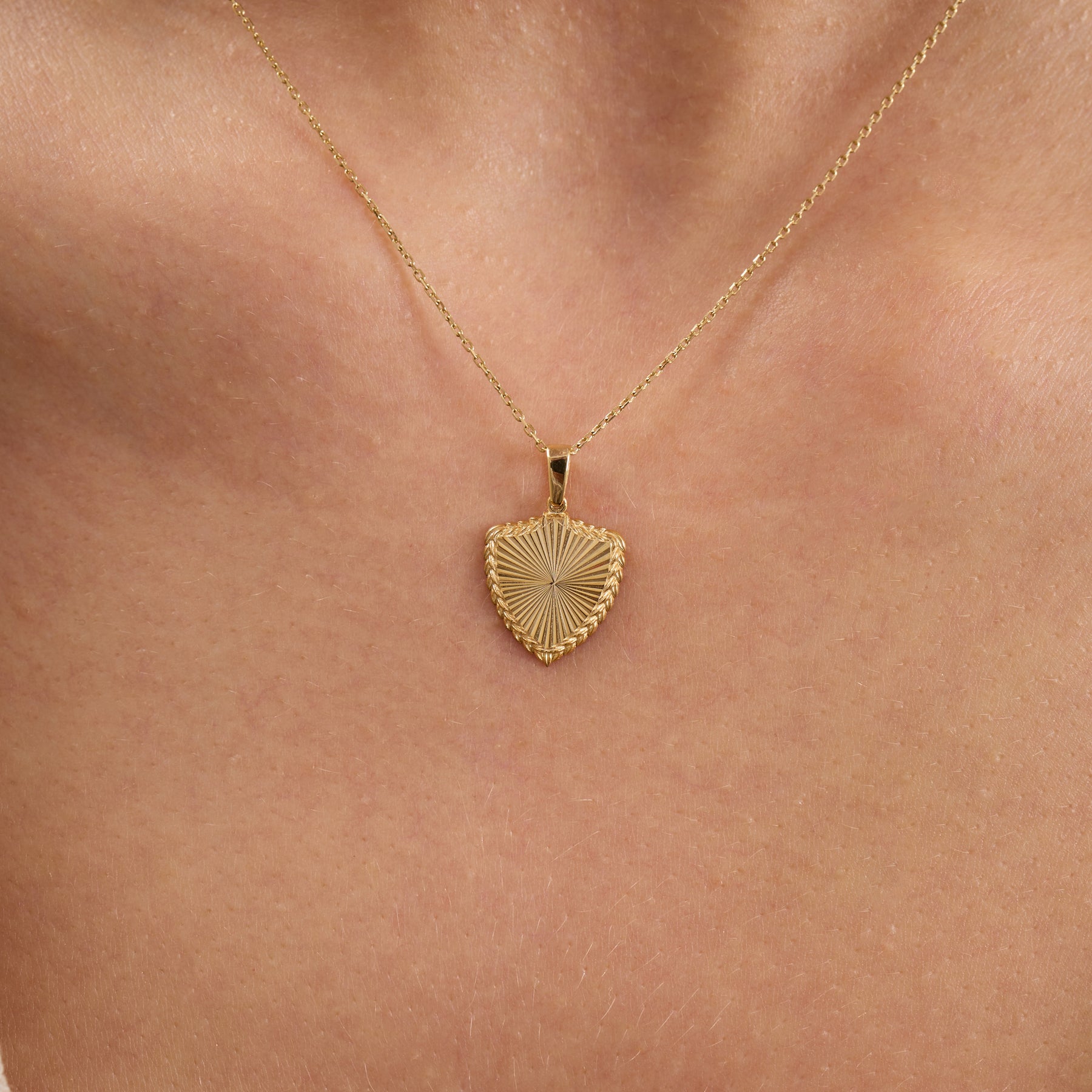14K Gold Fluted Shield Necklace – Olea