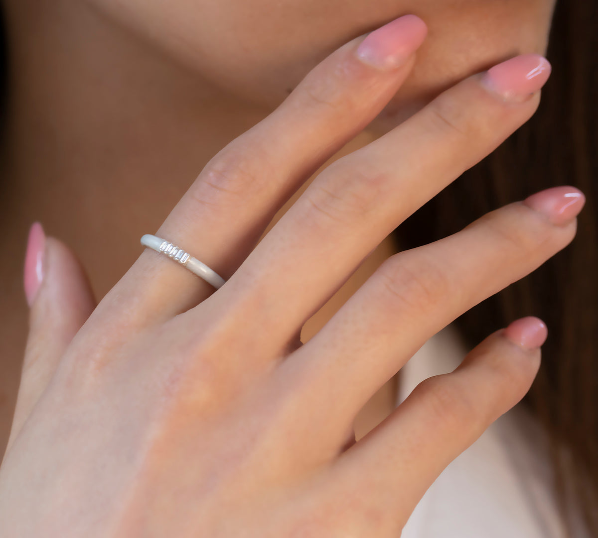 14K Gold Baguet Diamond Colourful Enamel Ring/ Minimalist Baguet Diamond Multicolor Rings/ Diamond Stackable Rings/ The Mom/ Gift for Her