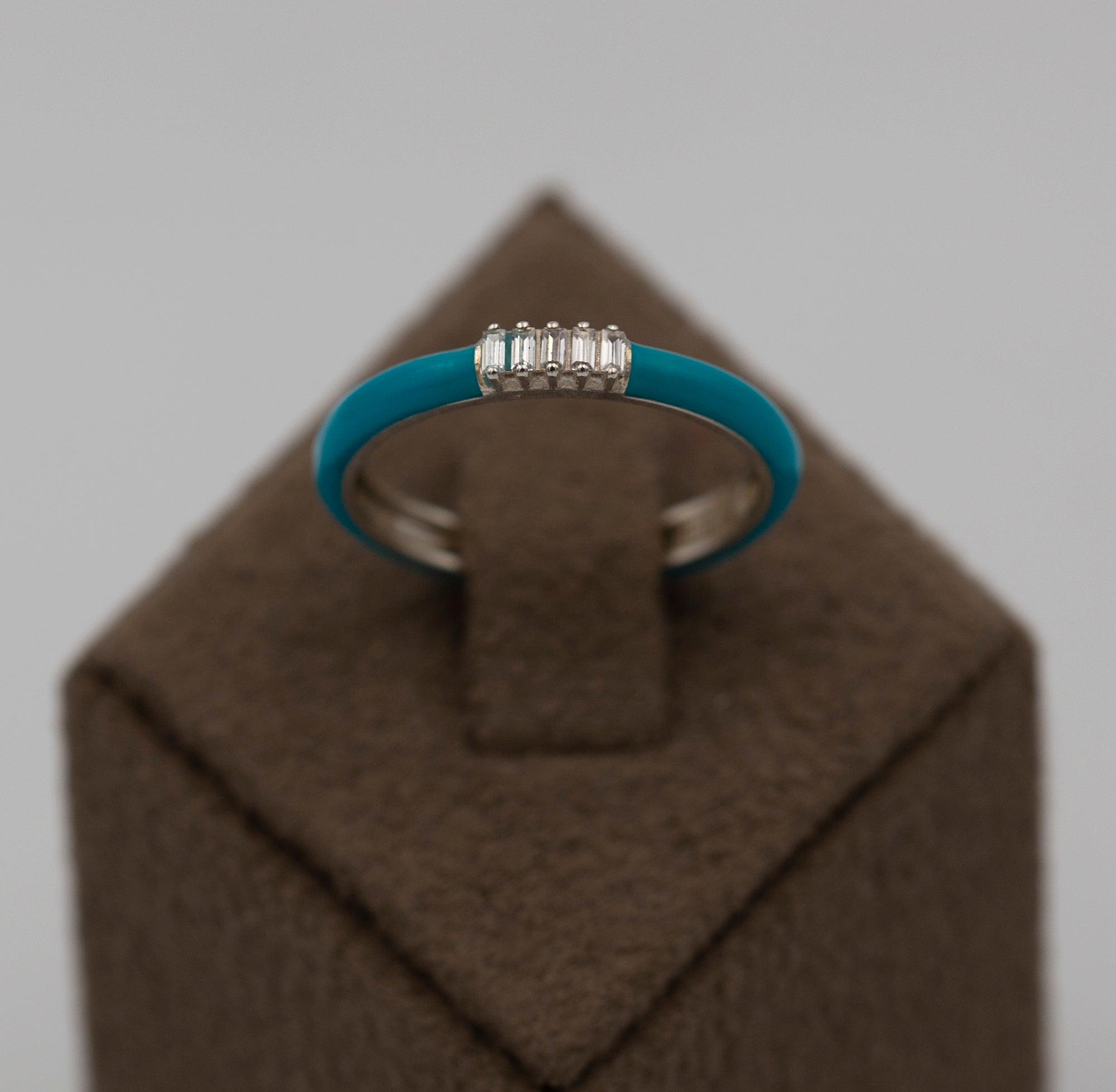14K Gold Baguet Diamond Colourful Enamel Ring/ Minimalist Baguet Diamond Multicolor Rings/ Diamond Stackable Rings/ The Mom/ Gift for Her
