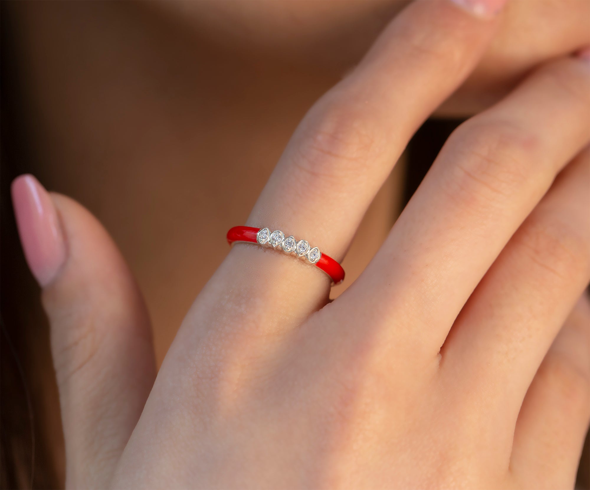 14K Gold Multicolor Diamond Enamel Ring – Marvyn