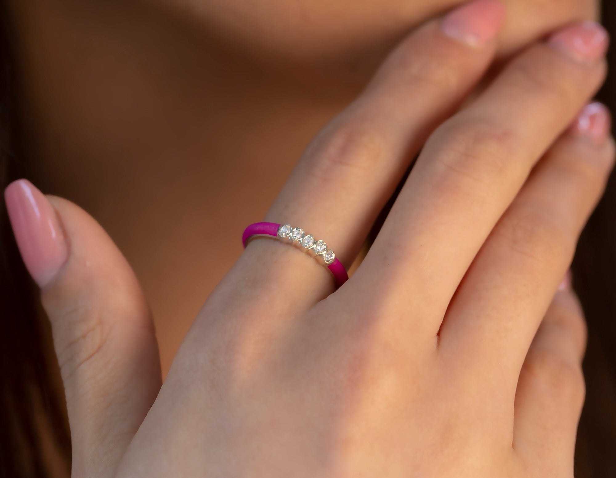 14K Gold Multicolor Diamond Enamel Ring – Marvyn