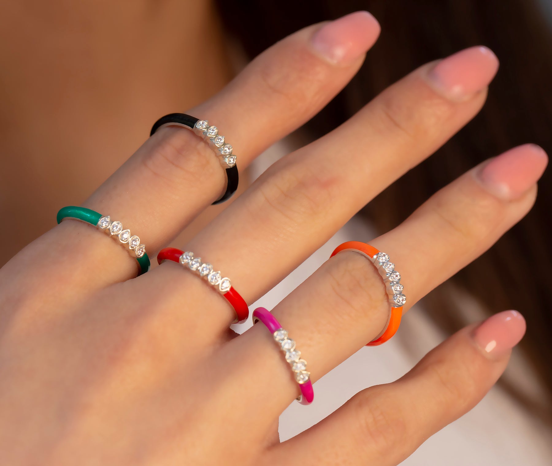 14 Ayar Altın Çok Renkli Elmas Mineli Yüzük – Marvyn 