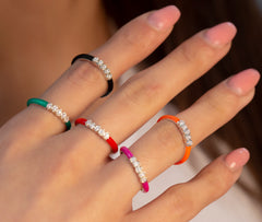 14K Gold Multicolor Diamond Enamel Ring – Marvyn