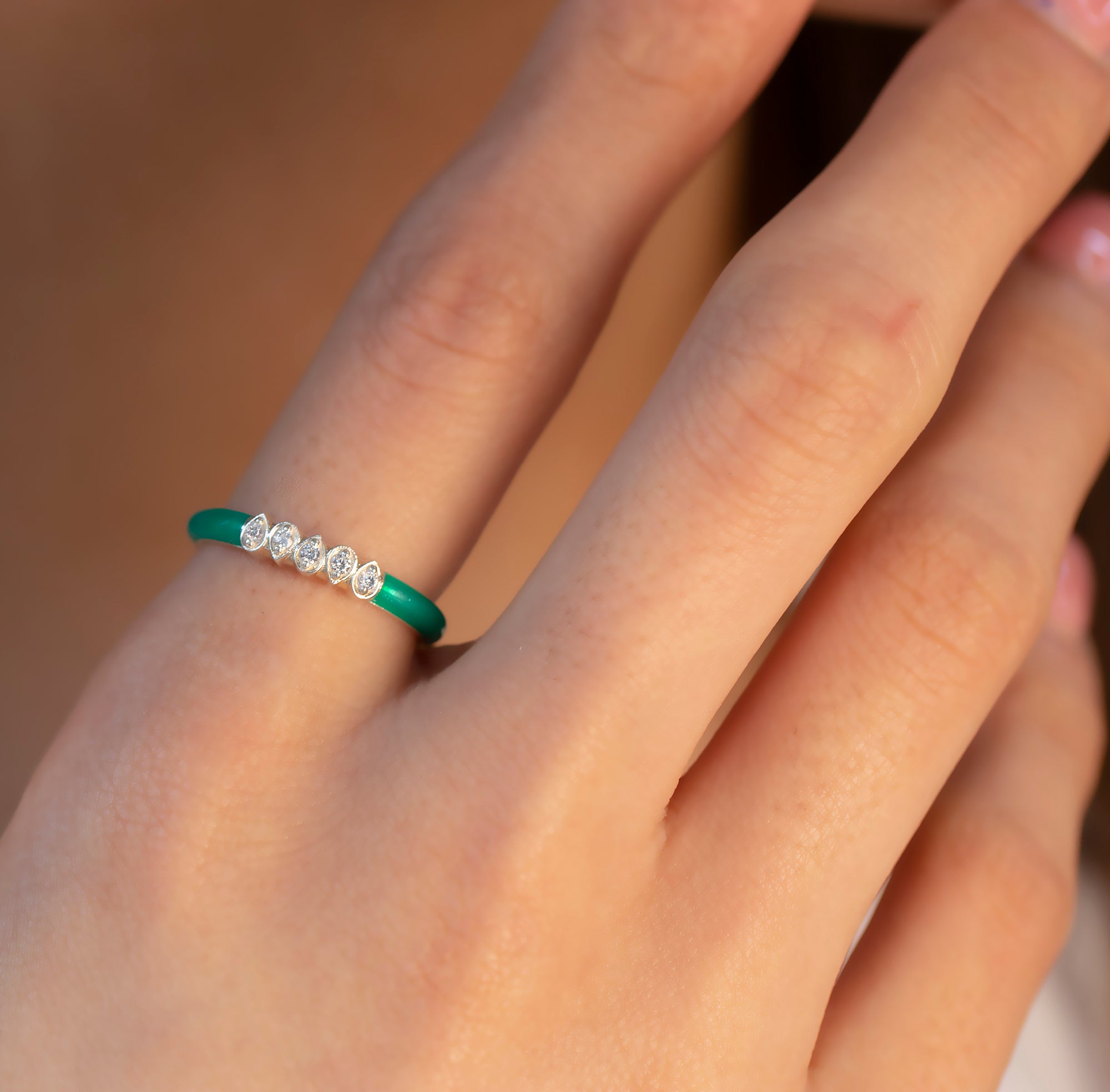 14K Gold Diamond Colourful Enamel Ring/ Gold Diamond Multicolor Rings/ Diamond Stackable Rings/ Birthday Gifts for Her/ Mothers Day Gift