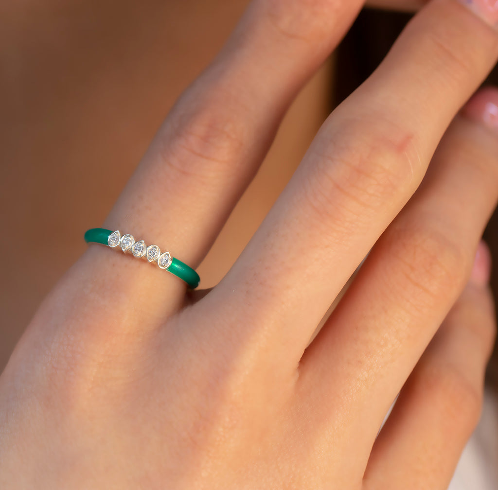 14K Gold Multicolor Diamond Enamel Ring – Marvyn